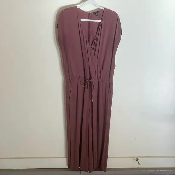 Eileen Fisher Salmon Rust Wrap Elastic Waist Sleeveless Cropped Jumpsuit - Picture 4 of 10